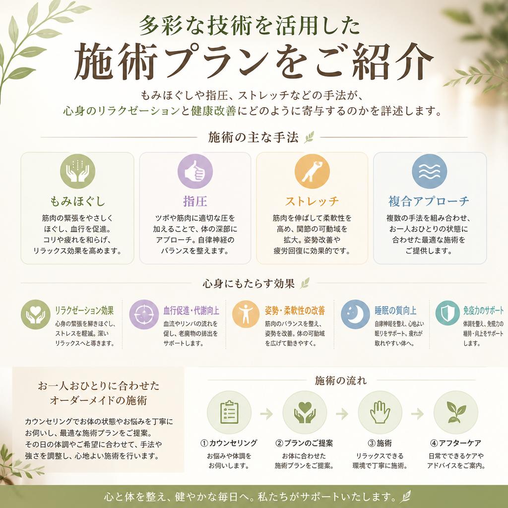 当サロンの施術メニューとその効果