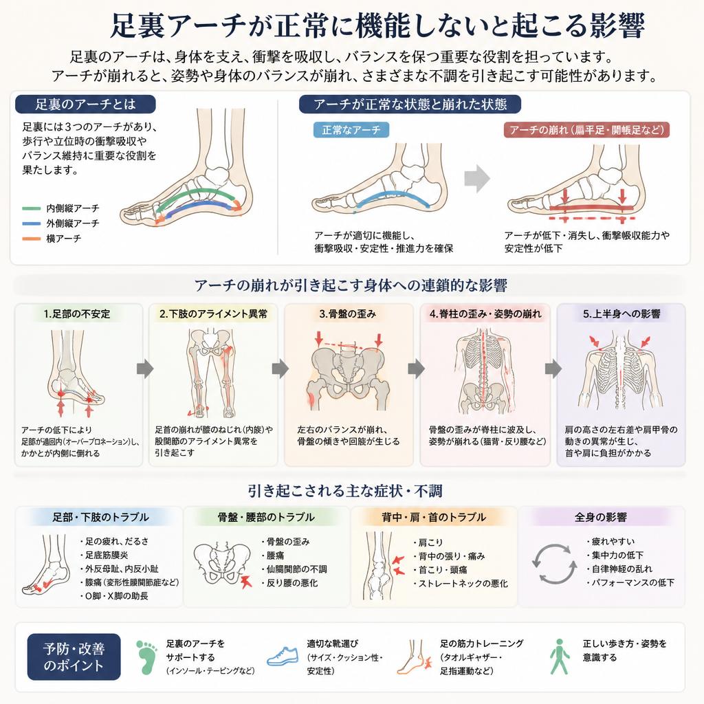 足裏アーチが崩れると？
