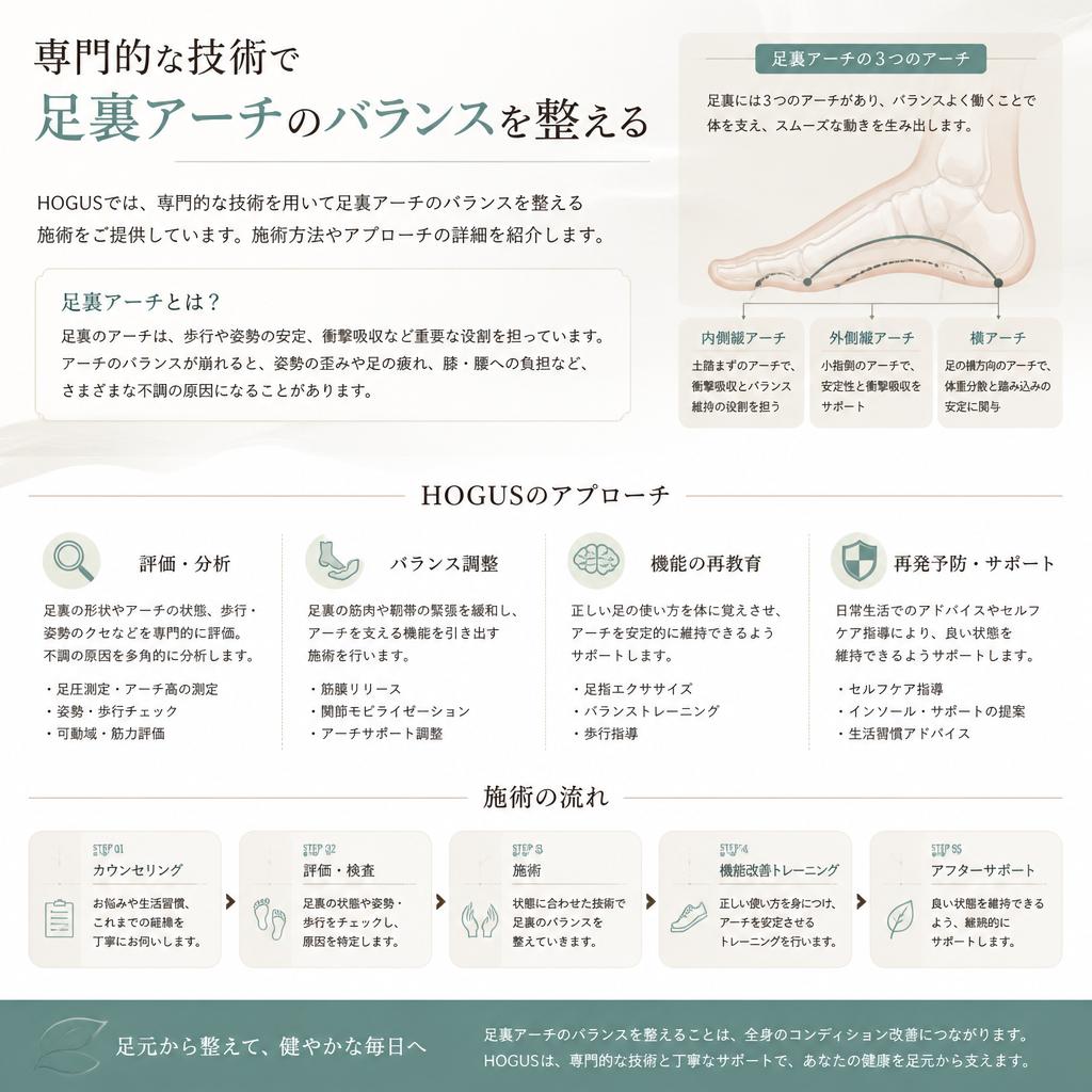 当サロンの足裏アーチ改善施術