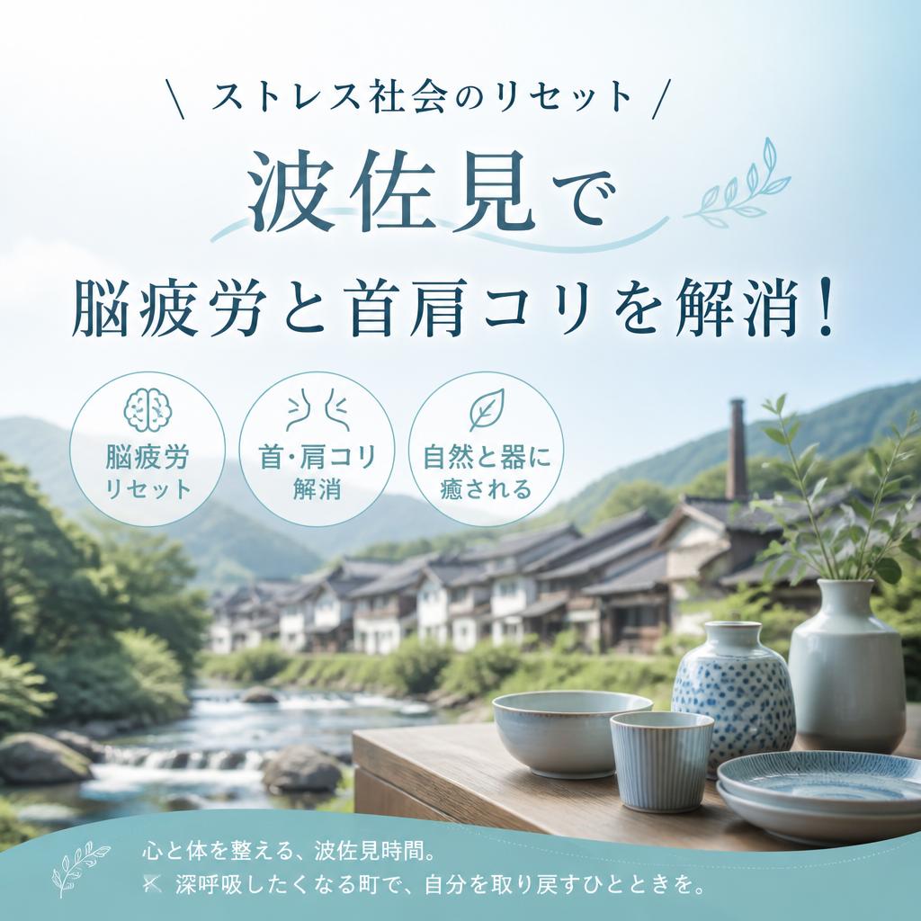 ストレス社会のリセット、波佐見で脳疲労と首肩コリを解消！